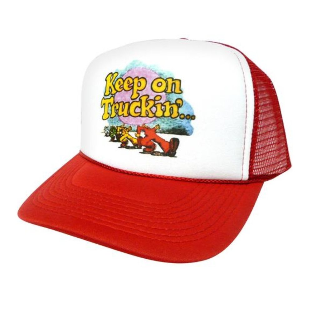 Retro 70s Keep On Truckin' Trucker Hat mesh hat snapback hat red New adjustable - Picture 3 of 3